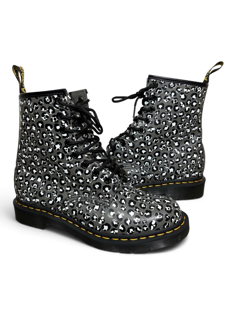 Dr. Martens 1460 Leopard Smooth Leather Lace Up Boots- woman’s 8